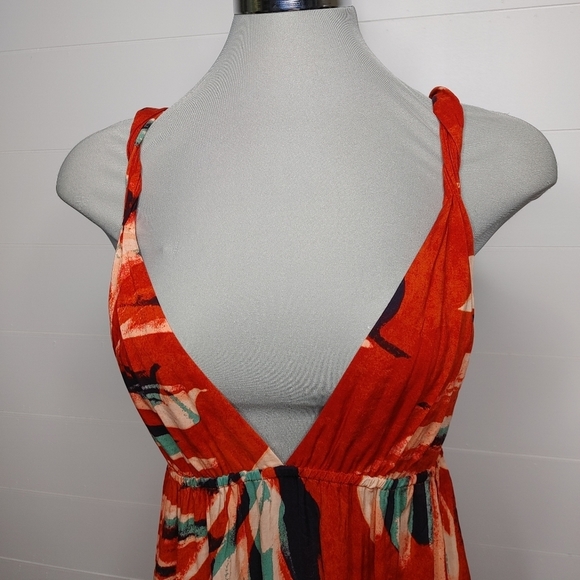 Anthropologie Red and Blue Midi Dress - Picture 4 of 14